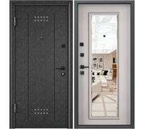 Входная металлическая дверь для квартиры Torex Flat-M 950x2050 мм, левая, зеркало, черный/белый 2000006420022