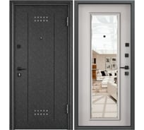 Входная металлическая дверь для квартиры Torex Flat-M 950x2050 мм, правая, зеркало, черный/белый 2000006422255