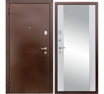 Дверь DIVA 510 зеркало, 2050x960 мм, левая, Антик медь - Д15 Белый Софт УТ-00080800