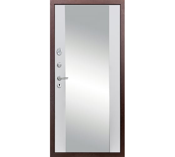 Дверь DIVA 510 зеркало, 2050x960 мм, левая, Антик медь - Д15 Белый Софт УТ-00080800