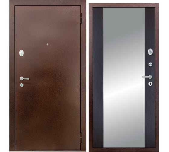 Дверь DIVA 510 зеркало, 2050x860 мм, правая, Антик медь - Д15 Венге УТ-00080803