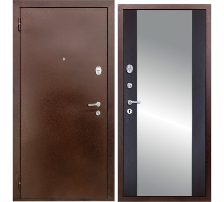Дверь DIVA 510 зеркало, 2050x860 мм, левая, Антик медь - Д15 Венге УТ-00080802