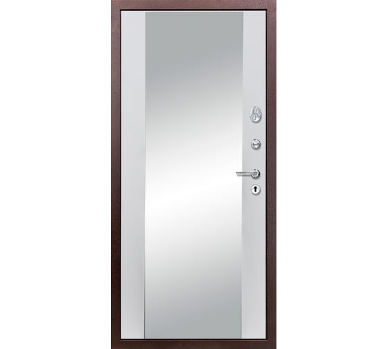 Дверь DIVA 510 зеркало, 2050x960 мм, правая, Антик медь - Д15 Белый Софт УТ-00080801