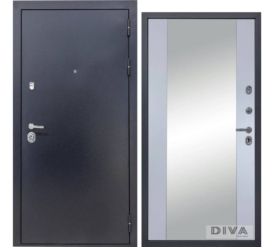 Дверь DIVA 40 зеркало 2050x860 мм, левая, титан - Д15 Силк Маус УТ-00073680 1