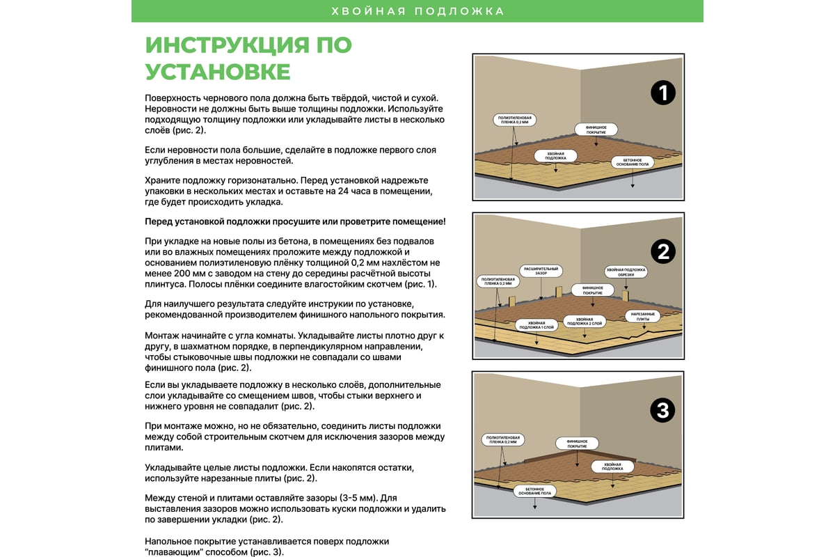 Хвойная подложка ЖИВИГРОМЧЕ СОЛНЦЕ-ТЕХНОЛОГИИ ПРИРОДЫ 5 мм, 7м2 ...