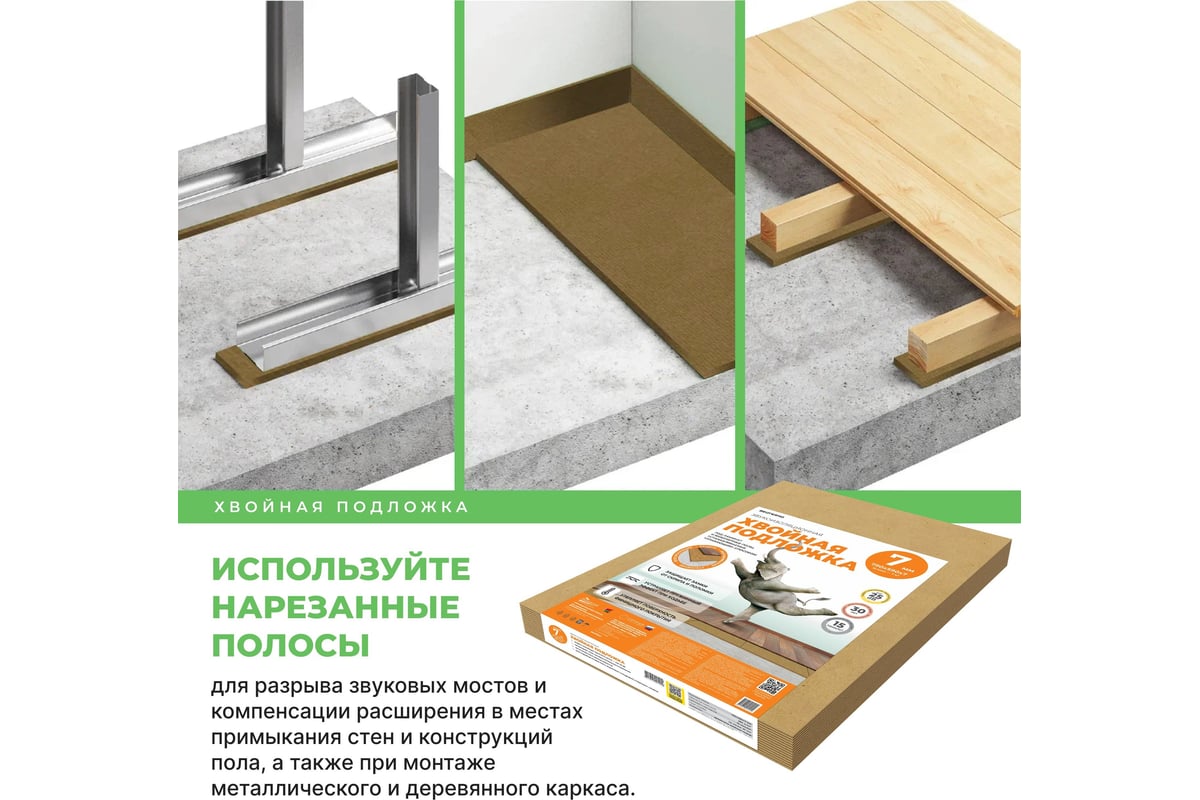 Хвойная подложка ЖИВИГРОМЧЕ 7 мм, 7м2 4815815001212 - выгодная цена ...