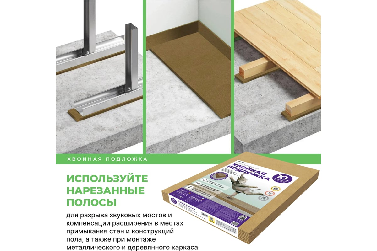 Хвойная подложка ЖИВИГРОМЧЕ СОЛНЦЕ 10 мм, 4,66 м2 4815815000550 ...