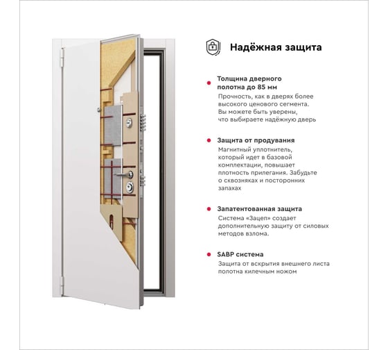 Входная дверь для квартиры Torex Сomfort металлическая, 950x2070 мм, правая, белый 2000003856466