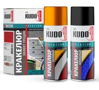 Кракелюр KUDO эффект трещин, набор эмалей Чёрный по золоту KU-C103