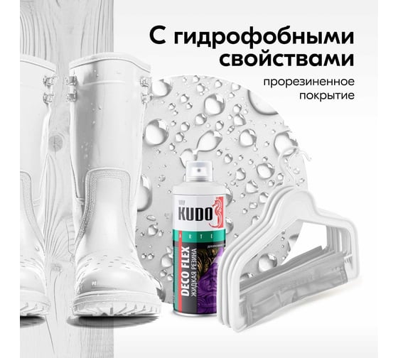 Краска для декоративных работ KUDO жидкая резина DECO FLEX белая KU-5301