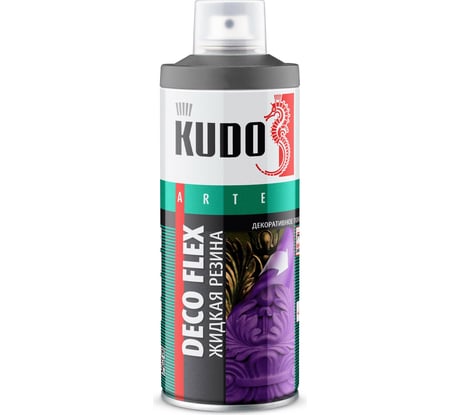 Аэрозольная краска в баллончике KUDO DECO FLEX для декоративных работ ЖИДКАЯ РЕЗИНА серебро KU-5335