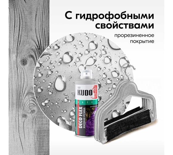 Краска для декоративных работ KUDO DECO FLEX жидкая резина серебро KU-5335