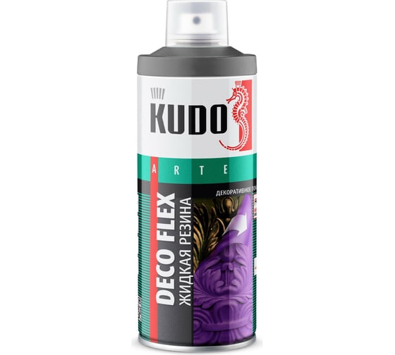 Аэрозольная краска в баллончике KUDO DECO FLEX для декоративных работ ЖИДКАЯ РЕЗИНА серебро KU-5335 1
