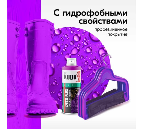 Краска для декоративных работ KUDO DECO FLEX жидкая резина пурпурная KU-5310