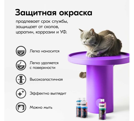 Краска для декоративных работ KUDO DECO FLEX жидкая резина пурпурная KU-5310