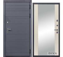 Дверь DIVA МД-39 зеркало, 2050x860 мм, правая, Серая-Д15 Софт Шампань УТ-00075446