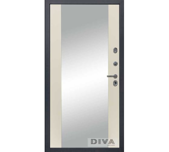 Дверь DIVA МД-39 зеркало, 2050x860 мм, правая, Серая-Д15 Софт Шампань УТ-00075446