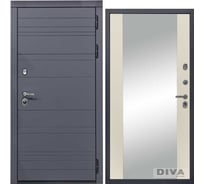Дверь DIVA МД-39 зеркало, 2050x960 мм, правая, Серая-Д15 Софт Шампань УТ-00075448