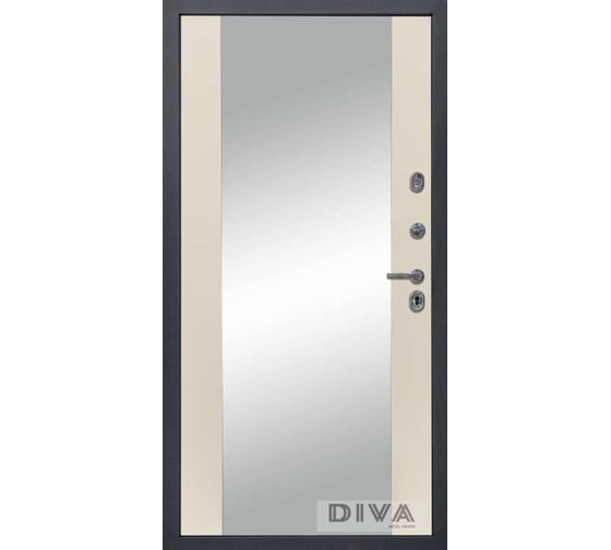 Дверь DIVA МД-39 зеркало, 2050x960 мм, правая, Серая-Д15 Софт Шампань УТ-00075448