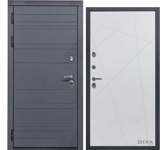 Дверь DIVA МД-39 2050x860 мм, левая, Серая-Д11 Белый Софт УТ-00075482