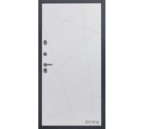 Дверь DIVA МД-39 2050x860 мм, левая, Серая-Д11 Белый Софт УТ-00075482