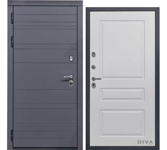Дверь DIVA МД-39 2050x860 мм, левая, Серая-Д13 Белый Софт УТ-00075431 1