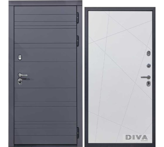 Дверь DIVA МД-39 2050x960 мм, правая, Серая-Д11 Белый Софт УТ-00074156