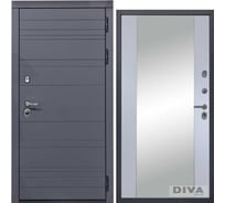 Дверь DIVA МД-39 зеркало, 2050x860 мм, правая, Серая-Д15 Силк Маус УТ-00073808