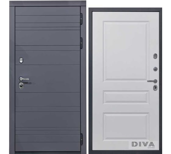 Дверь DIVA МД-39 2050x960 мм, правая, Серая-Д13 Белый Софт УТ-00074527 1