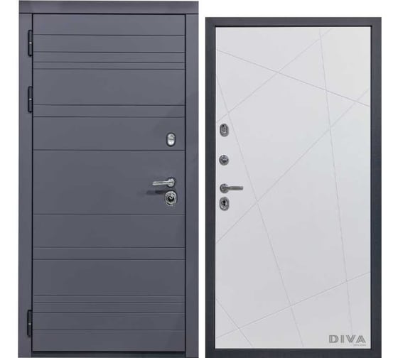 Дверь DIVA МД-39 2050x960 мм, левая, Серая-Д11 Белый Софт УТ-00075481