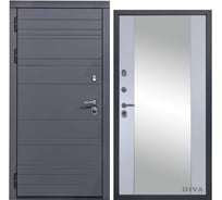 Дверь DIVA МД-39 зеркало, 2050x860 мм, левая, Серая-Д15 Силк Маус УТ-00075442
