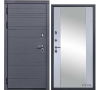 Дверь DIVA МД-39 зеркало, 2050x960 мм, левая, Серая-Д15 Силк Маус УТ-00075443