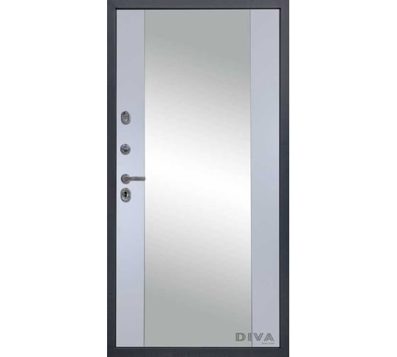 Дверь DIVA МД-39 зеркало, 2050x960 мм, левая, Серая-Д15 Силк Маус УТ-00075443
