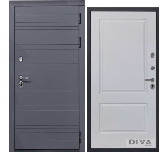 Дверь DIVA МД-39 2050x960 мм, правая, Серая-Д7 Белый софт УТ-00075452 1