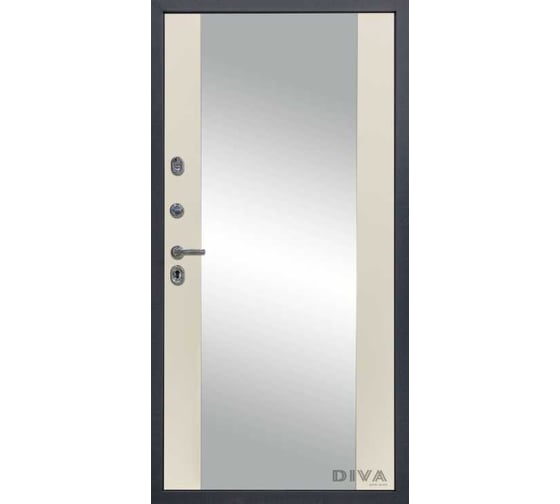 Дверь DIVA МД-39 зеркало, 2050x860 мм, левая, Серая-Д15 Софт Шампань УТ-00075445
