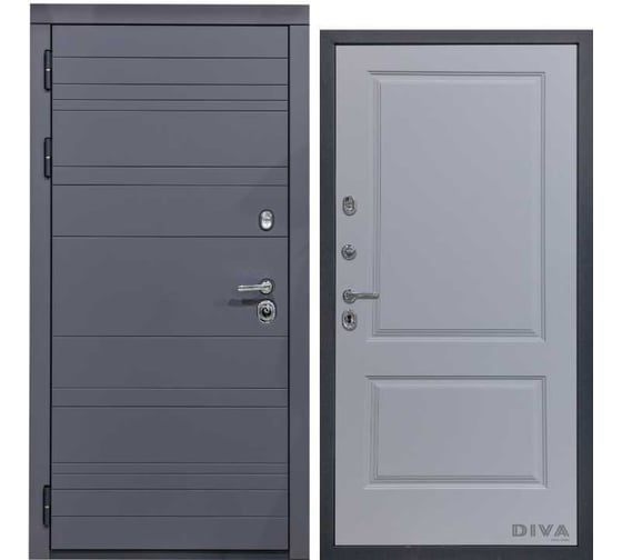 Дверь DIVA МД-39 2050x860 мм, левая, Серая-Д7 Силк Маус УТ-00075455 1