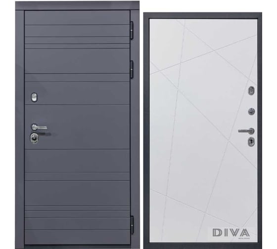 Дверь DIVA МД-39 2050x860 мм, правая, Серая-Д11 Белый Софт УТ-00075483