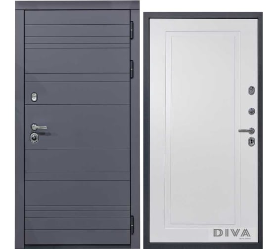 Дверь DIVA МД-39 2050x960 мм, правая, Серая-Н10 Белый Софт УТ-00075466 1