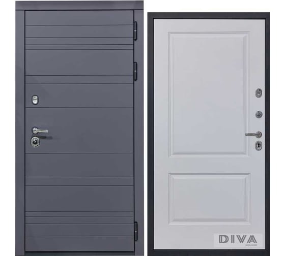 Дверь DIVA МД-39 2050x860 мм, правая, Серая-Д7 Белый софт УТ-00075454 1