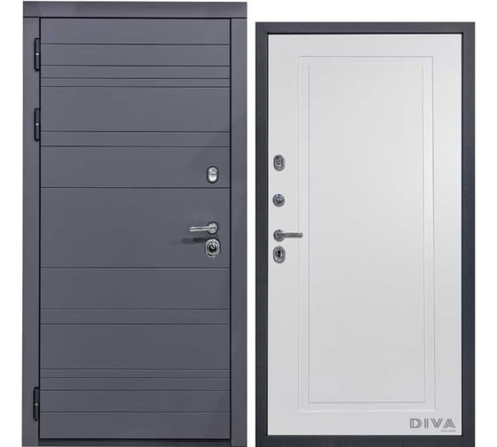 Дверь DIVA МД-39 2050x860 мм, левая, Серая-Н10 Белый Софт УТ-00075463