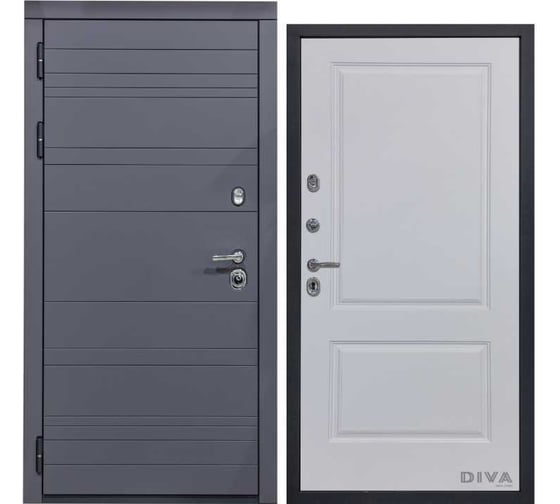 Дверь DIVA МД-39 2050x860 мм, левая, Серая-Д7 Белый софт УТ-00075453