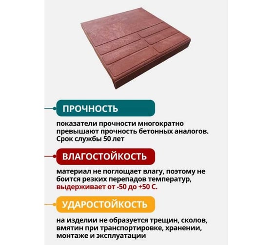 Композитная сборная ступень NeoКомпозит 330x330x27 мм, терракотовый, набор 3 шт. СКС(Т)-330х27 Т3