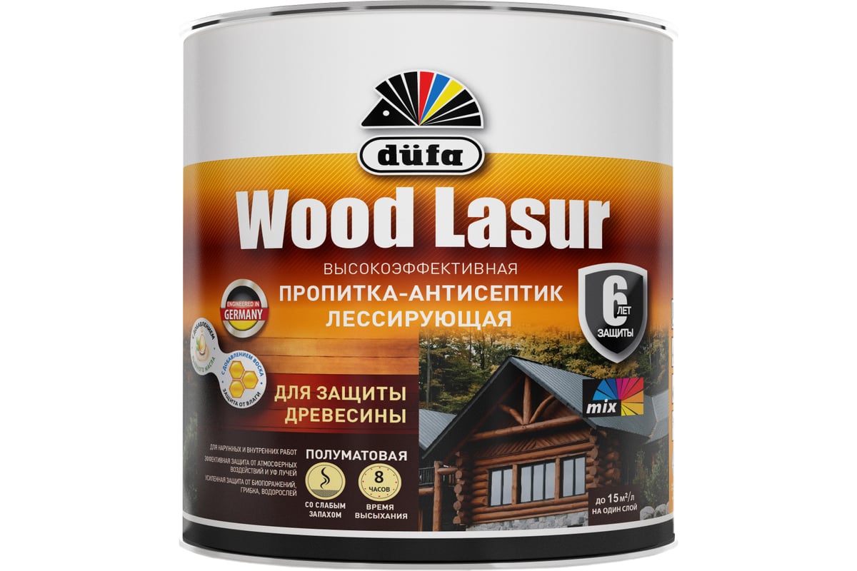 Пропитка Dufa WOOD LASUR красное дерево 0,9 л МП00-011254 - выгодная ...