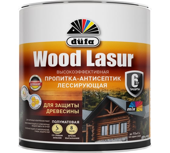 Пропитка Dufa WOOD LASUR красное дерево 0,9 л МП00-011254