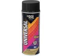 Эмаль INRAL UNIVERSAL (аэрозоль; черная глянцевая; 400 мл; RAL 9017) 26-7-6-004
