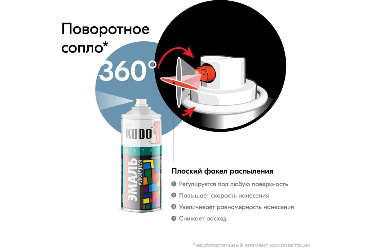 Аэрозольная краска в баллончике KUDO высокопрочная алкидная универсальная  глянцевая RAL 5024 серо-голубая KU-10114 - выгодная цена, отзывы,  характеристики, 1 видео, фото - купить в Москве и РФ