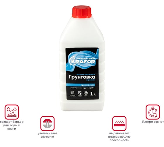 Универсальная проникающая грунтовка KRAFOR 1 л (12) синяя этикетка 27334