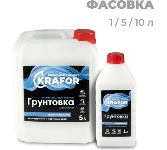 Универсальная проникающая грунтовка KRAFOR 1 л (12) синяя этикетка 27334