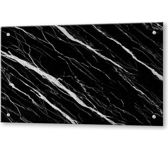 Кухонный фартук на стену ООО Оптион панель из закаленного стекла, 500x900 мм, защитный экран для кухни, черно-белый мрамор 84534 1