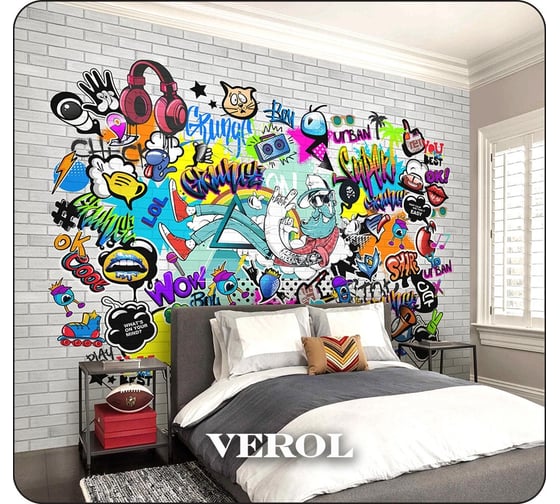 Флизелиновые фотообои Verol граффити 400x283 см, 4 полосы, разноцветный 108-ФФО-05752